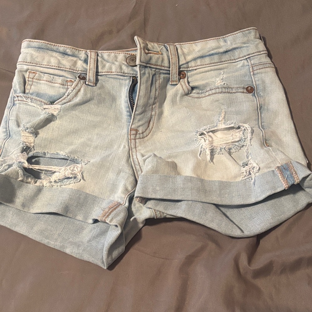 Aeropostale Light Blue Distressed Jean Shorts
